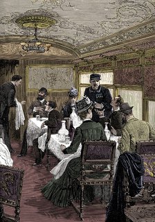 Dining car on the Orient Express, c1885. Artist: Unknown.