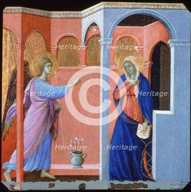 'Panel from the Maestà Altarpiece: The Annunciation', 1311. Artist: Duccio di Buoninsegna