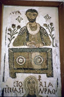 Mosaic of a man writing at a desk, 4th century. Artist: Unknown