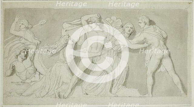Amphion and Zethus Delivering their Mother Antiope from the Fury of Dirce and Lycus, 1789. Creator: John Flaxman.