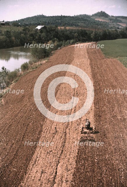Planting corn along a river in Tennessee, 1940. Creator: Marion Post Wolcott.