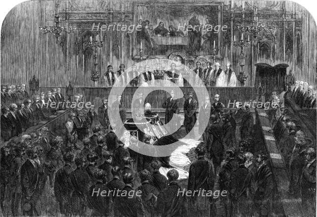 The Funeral of His Late Royal Highness the Prince Consort: the funeral ceremony in the choir, 1862. Creator: Unknown.