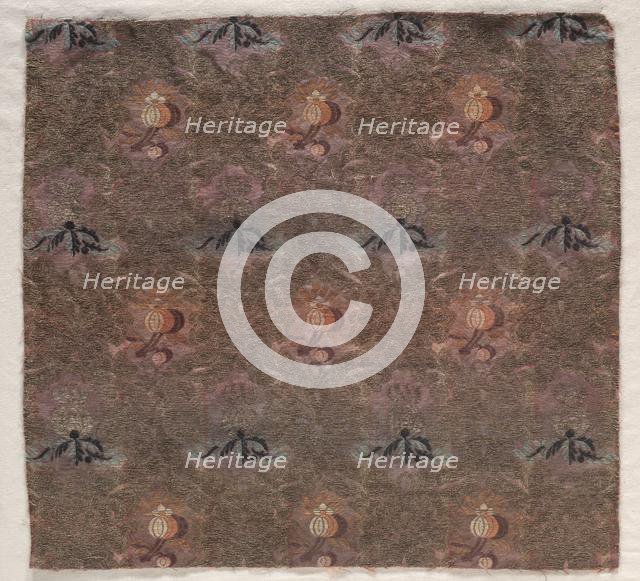 Brocade with Design of Fruit Sprays and Leafy Scrolls, 1800s. Creator: Unknown.