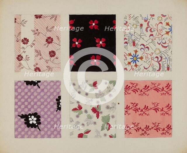 Materials from Quilt, c. 1937. Creator: Dorothy Posten.