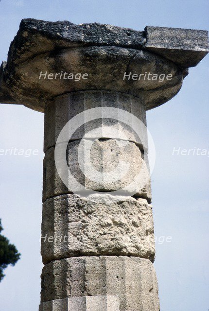 Doric column, in Temple of Hera, Olympia, Greece, c7th century BC. Artist: Unknown.