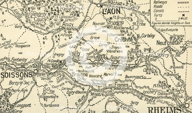 'Sketch Map of the Valley of the Aisne above Soissons', 1914, (c1920). Creator: Unknown.