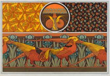 Designs for wallpaper border and fabric: "Birds"; Ladybirds and Maiden Hair Fern", pub. 1897. Creator: Maurice Pillard Verneuil (1869?1942).