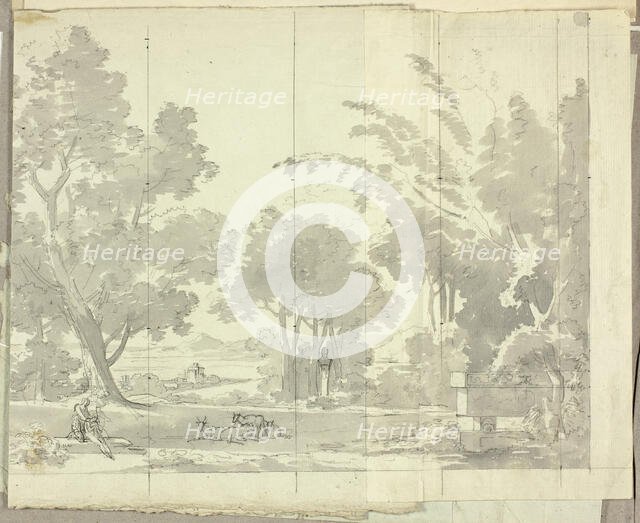 Fantasy Landscape with Ruins and Figures, n.d. Creator: Pierre Antoine Mongin.