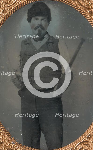 Slate Roofer Holding Slate Hammer and Iron Bar, 1850s-60s. Creator: Unknown.