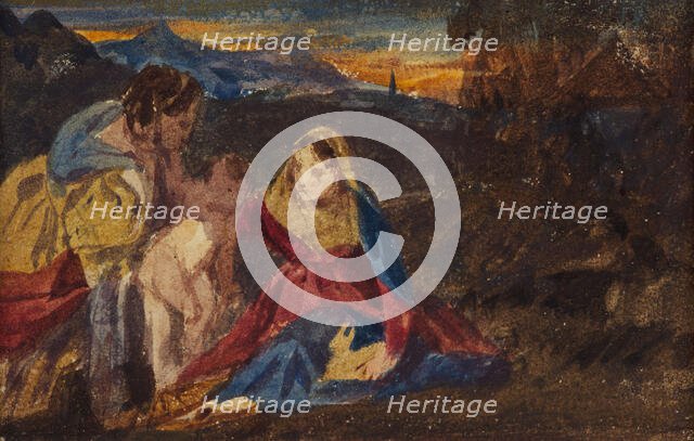Copy of Titian's Virgin and The Rabbit in The Louvre, 1937. Creator: David Cox the Elder.
