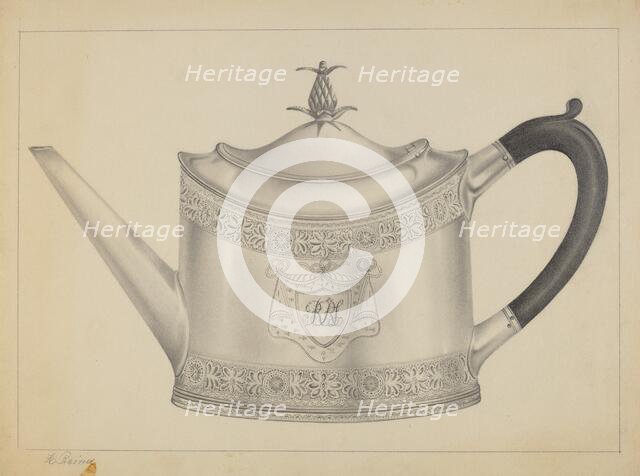 Silver Teapot, c. 1937. Creator: Horace Reina.