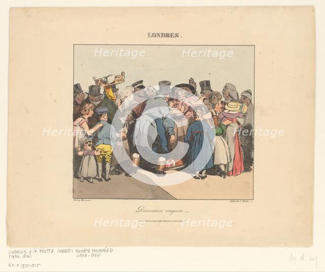 Street quarrel in London, 1826. Creator: Henry Bonaventure Monnier.