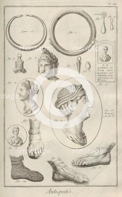 Antiquities. From Encyclopédie by Denis Diderot and Jean Le Rond d'Alembert, 1751-1765. Creator: Anonymous.