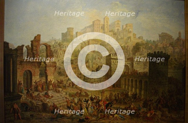 Massacre of Jews in Metz during the First Crusade. Artist: Migette, Auguste (1802-1884)