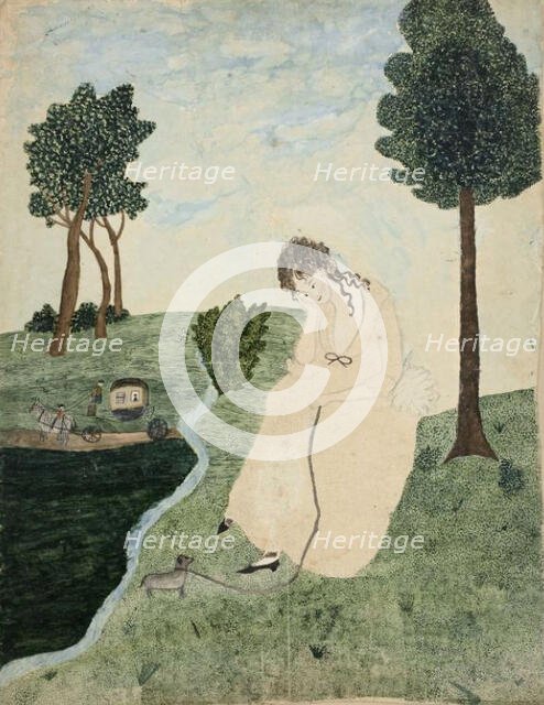 Seated Girl with a Coach in the Distance (The Departure), n.d. Creator: Orra Louise White.