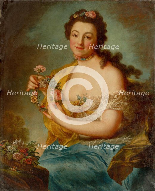 Self-Portrait as Flora, c. 1766. Creator: Therbusch-Lisiewska, Anna Dorothea (1721-1782).
