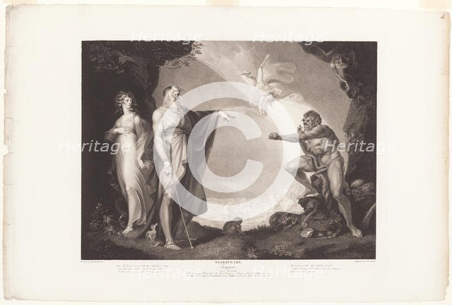 Prospero, Miranda, Caliban and Ariel, 1797. Creator: Jean Pierre Simon.