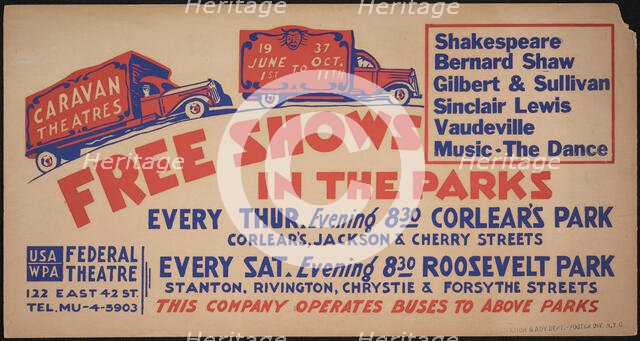 Free Shows in the Parks, New York, [193-].  Creator: Unknown.