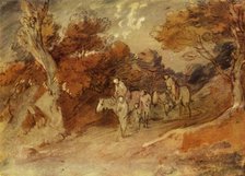 'Figures and Horses in a Country Lane', mid-late 18th century, (1934).  Creator: Thomas Gainsborough.
