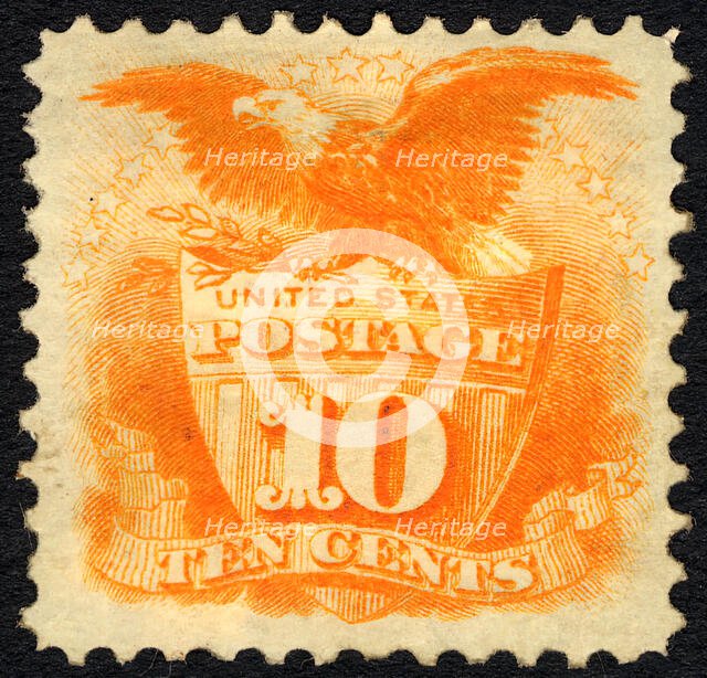 10c Shield and Eagle G Grill single, 1869. Creator: Unknown.