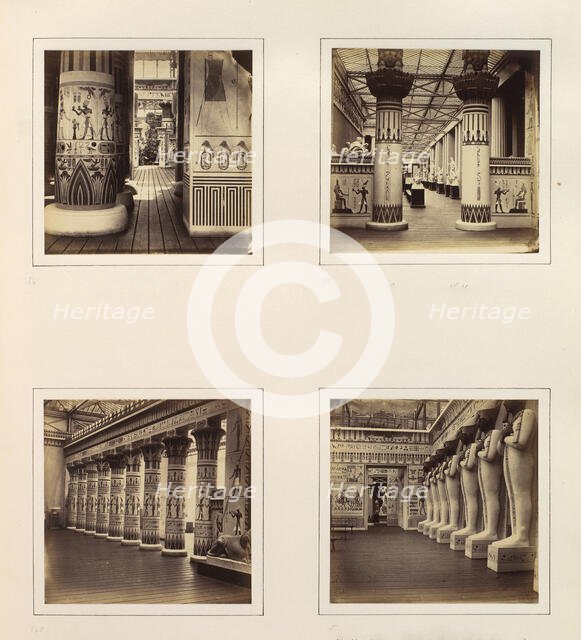 [View Across the Egyptian Court; View through Egyptian Columns into Classical Sculptur..., ca. 1859. Creator: Attributed to Philip Henry Delamotte.