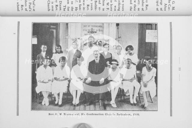 Reverend G. M. Kramer and his Confirmation Class in Bethlehem, 1926, 1927. Creator: Unknown.