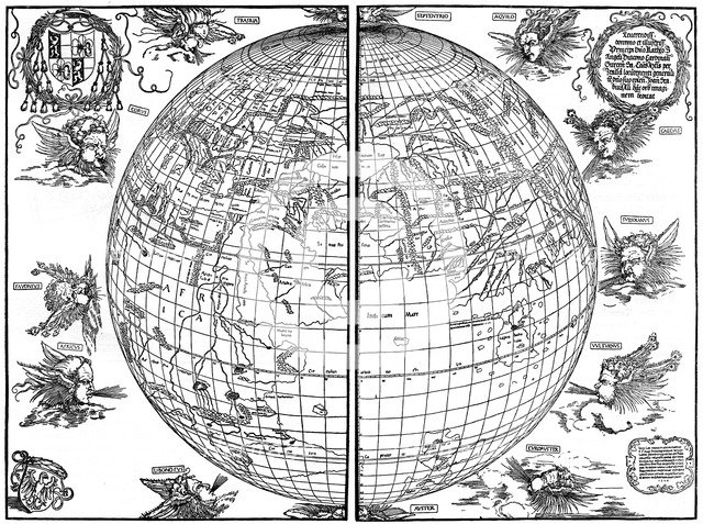 Johannes Stabius map of the world, 1515, (1936). Artist: Albrecht Dürer