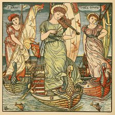 I Saw Three Ships, from Walter Crane's Painting Book, pub.  1889 (colour lithograph), 1889. Creator: Walter Crane (1845 - 1915).