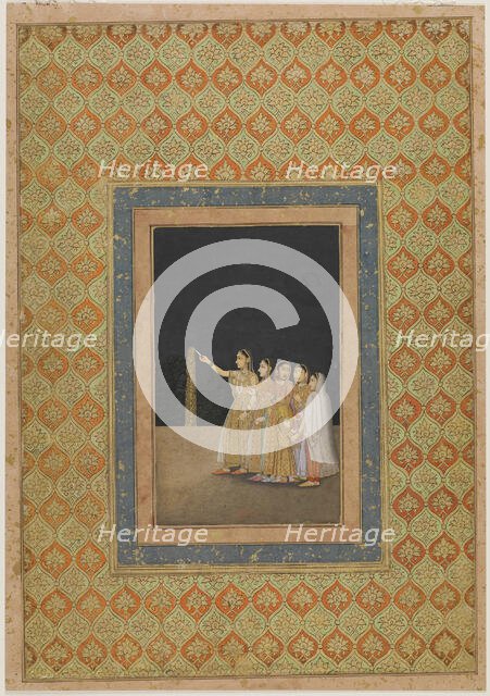 Court Ladies Playing with Fireworks, ca. 1740. Creator: Muhammad Afzal.