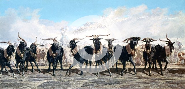 'Let us take out the herd', 1853. Artist: Emile Charles Joseph Loubon