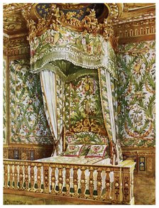 Gilt state bed of Marie Antoinette, Queen's Bedroom, Palais de Fontainebleau, France, 1911-1912.Artist: Edwin Foley