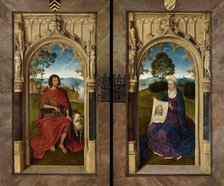 Triptych of Jan Floreins, Reverse: Saint John the Baptist and Saint Veronica , 1479. Creator: Memling; Hans (1433/40-1494).