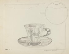 Silver Cup and Saucer, c. 1936. Creator: Magnus S. Fossum.