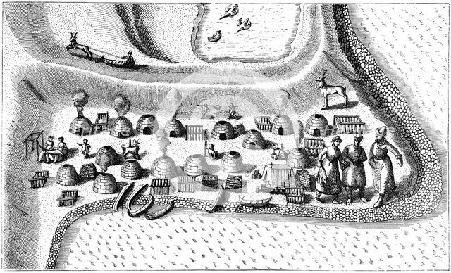 Settlement in Russian Lapland,1594. Artist: Unknown