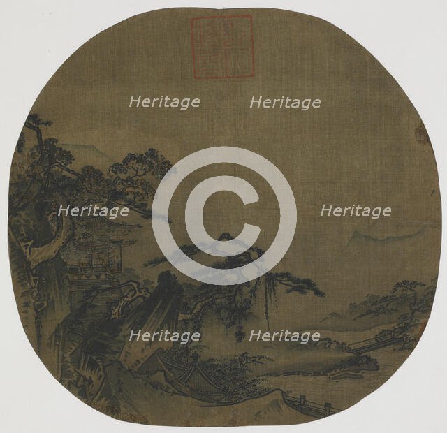 Landscape: pavilions on a mountain side; a stream below, Ming dynasty, 16th century. Creator: Ma, Yuan.