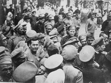 Russian troops at railroad station, between c1915 and c1920. Creator: Bain News Service.