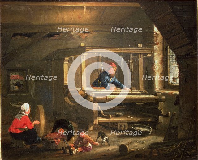 The shop of a weaver, oil, 1656.