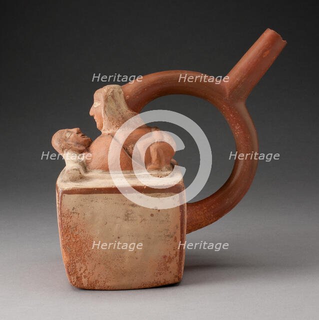 Handle Spout Vessel Depicting Two Lovers, 100 B.C./A.D. 500. Creator: Unknown.