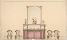 Design for a Mirrored Cabinet and Four Chairs, early 19th century. Creator: Anon.