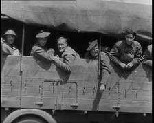 French Military Vehicles and Soldiers Crossing the Belgian Frontier To Take up Defensive..., 1940. Creator: British Pathe Ltd.