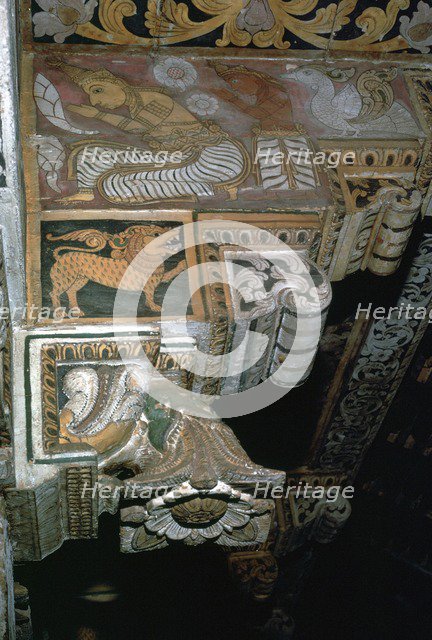 Painting on the outer walls of the inner shrine of the Temple of the Tooth, 17th century. Artist: Unknown