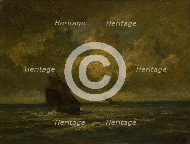 Two Boats in a Storm, 1870/75. Creator: Jules Dupré.