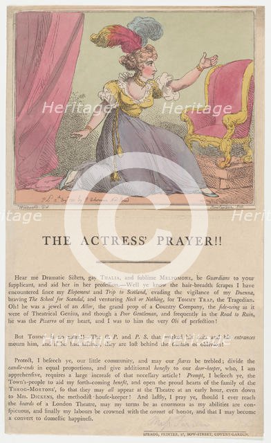 The Actress' Prayer!!, August 10, 1801., August 10, 1801. Creator: Thomas Rowlandson.
