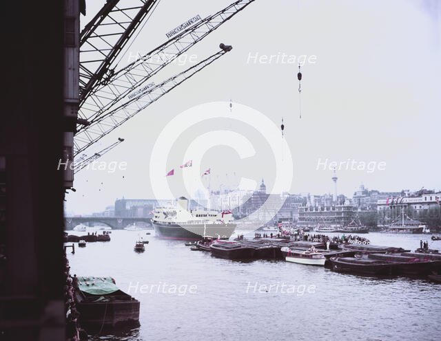 The Royal Yacht 'Britannia' on the River Thames in London, c1955. Creator: Arthur Charles Kirby Ware.