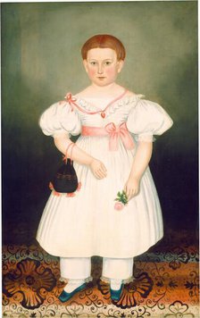 Girl with Reticule and Rose, c. 1840. Creator: Joseph Whiting Stock.