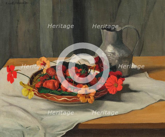 Plat de fraises (Strawberry dish), 1921. Creator: Vallotton, Felix Edouard (1865-1925).