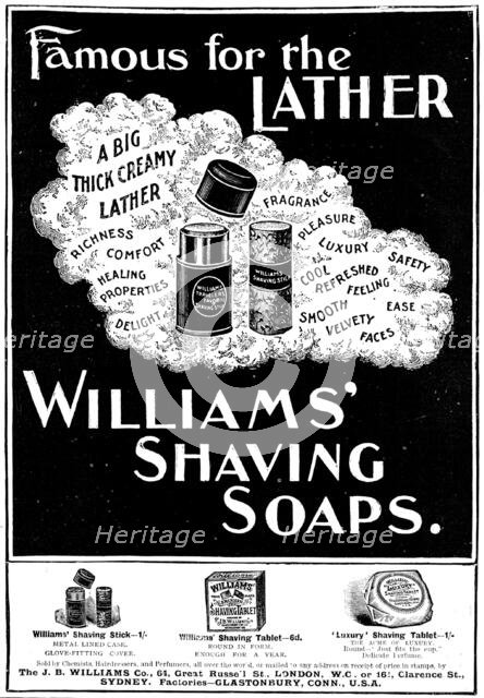 Advertisement for Williams' Shaving Soaps, 1898. Creator: Unknown.