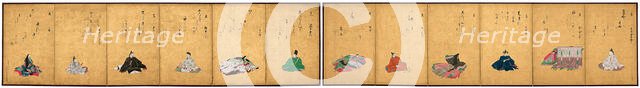 Twelve Poetic Immortals and Their Poems, 1850. Creator: Reizei Tamechika.