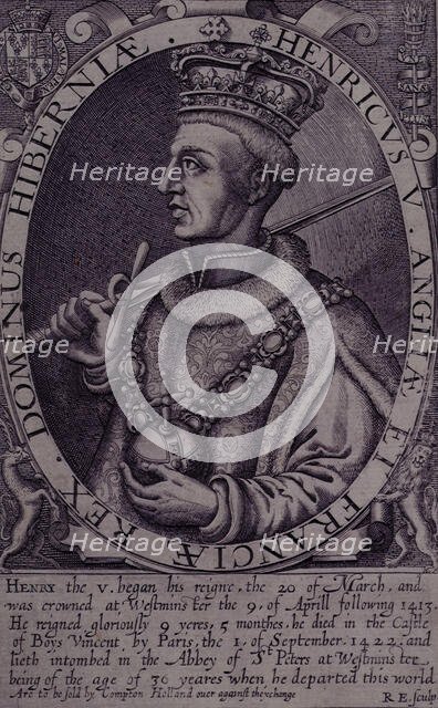 Portrait of Henry V, 1618.  Creator: Renold Elstrack.