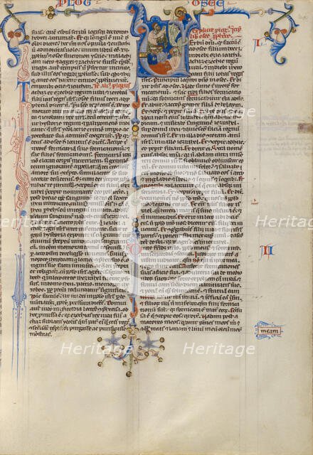 Initial V: Birth of Hosea; Abbey Bible, about 1250-1262. Creator: Unknown.